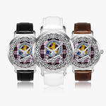 MacPherson Scottish Clan Tartan Crest Badge Silver Automatic Watch Size 46mm