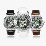 Gray Scottish Clan Tartan Crest Badge Silver Automatic Watch Size 46mm