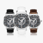 Clan Gladstone Crest & Tartan Knot Sterling Silver Unisex Automatic Watch (Silver) Size 46mm
