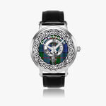 Kirkpatrick Scottish Clan Tartan Crest Badge Old Silver Automatic Watch Size 46mm