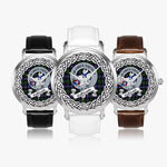 Galbraith Scottish Clan Tartan Crest Badge Silver Automatic Watch Size 46mm