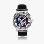 Rutherford Scottish Clan Tartan Crest Badge Silver Automatic Watch Size 46mm