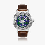 Scottish Strachan Clan Tartan Crest Badge Silver Automatic Watch Size 46mm