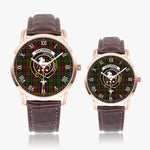 Scottish Cochrane Family Crest Quartz Watch With Leather Strap - Tartan Watch Instafamous Quartz Leather Strap Plaid Watch