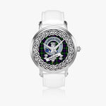 Malcolm Scottish Clan Tartan Crest Badge Silver Automatic Watch Size 46mm