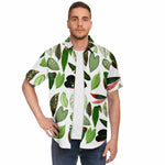 Men Hawaiian Shirt Botanical Watercolor Vintage Greenery Leaves Hawaiian Men Short Sleeve Shirt