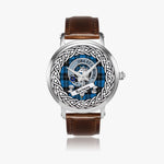 Ramsay Blue Scottish Clan Tartan Crest Badge Silver Automatic Watch Size 46mm