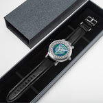 Scottish Irvine Clan Tartan Crest Badge Silver Automatic Watch Size 46mm