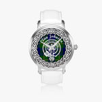 Johnston Scottish Clan Tartan Crest Badge Silver Automatic Watch Size 46mm