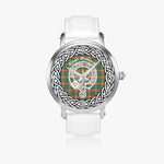 Scottish Pollock Clan Tartan Crest Badge Silver Automatic Watch Size 46mm