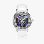 Scottish Hunter Clan Tartan Crest Badge Silver Automatic Watch Size 46mm
