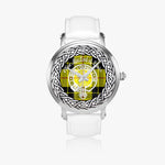 Macleod of Lewis Clan Tartan Crest Badge Silver Automatic Watch Size 46mm