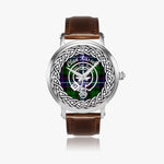 Scottish Russell Clan Tartan Crest Badge Silver Automatic Watch Size 46mm