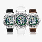 Murray of Dysart Scottish Clan Tartan Crest Badge Silver Automatic Watch Size 46mm