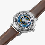 Roberton Scottish Clan Tartan Crest Badge Silver Automatic Watch Size 46mm