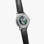 Johnston Scottish Clan Tartan Crest Badge Silver Automatic Watch Size 46mm