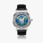 Scottish Falconer Clan Tartan Crest Badge Silver Automatic Watch Size 46mm