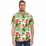 Men Hawaiian Shirt Flamingo Garden Hawaiian Men Short Sleeve Shirt