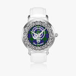 Scottish Strachan Clan Tartan Crest Badge Silver Automatic Watch Size 46mm