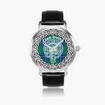 Scottish Irvine Clan Tartan Crest Badge Silver Automatic Watch Size 46mm