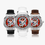MacQuarrie Scottish Clan Tartan Crest Badge Silver Automatic Watch Size 46mm