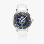 Clan Armstrong Crest & Tartan Knot Sterling Silver Unisex Automatic Watch (Silver) Size 46mm