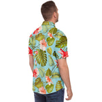Men Hawaiian Shirt Flowers Hibiscus Tropical pattern Blue Hawaiian Men Short Sleeve Shirt