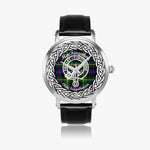 MacFarquhar Scottish Clan Tartan Crest Badge Silver Automatic Watch Size 46mm