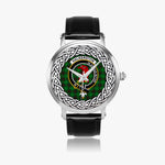 Halkerston Scottish Clan Tartan Crest Badge Silver Automatic Watch Size 46mm