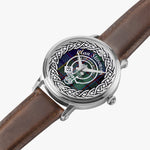 Stevenson Scottish Clan Tartan Crest Badge Silver Automatic Watch Size 46mm