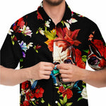 Men Hawaiian Shirt Floral and Skull Hawaiian Men Short Sleeve Shirt