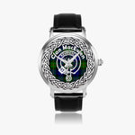 Scottish MacEwen Clan Tartan Crest Badge Silver Automatic Watch Size 46mm