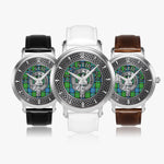 Clan Stirling Crest & Tartan Knot Sterling Silver Unisex Automatic Watch (Silver) Size 46mm