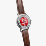 Scottish Rose Clan Tartan Crest Badge Silver Automatic Watch Size 46mm