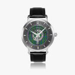 Clan Hunter Crest & Tartan Knot Sterling Silver Unisex Automatic Watch (Silver) Size 46mm