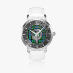 Clan Forsyth Crest & Tartan Knot Sterling Silver Unisex Automatic Watch (Silver) Size 46mm