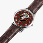 Scottish MacLean Family Crest Quartz Watch With Leather Strap - Tartan Watch Instafamous Quartz Leather Strap Plaid Watch