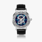 McCorquodale Scottish Clan Tartan Crest Badge Silver Automatic Watch Size 46mm
