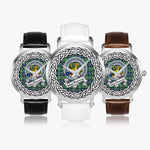 MacThomas Scottish Clan Tartan Crest Badge Silver Automatic Watch Size 46mm