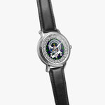 Shaw Of Tordarroch Scottish Clan Tartan Crest Badge Silver Automatic Watch Size 46mm