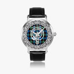 Scottish Guthrie Clan Tartan Crest Badge Silver Automatic Watch Size 46mm