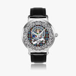 Glass Scottish Clan Tartan Crest Badge Silver Automatic Watch Size 46mm