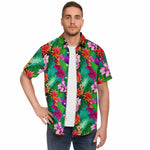 Men Hawaiian Shirt Colorful Tropical Flowers Hawaiian Men Short Sleeve Shirt
