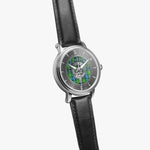 Clan Stirling Crest & Tartan Knot Sterling Silver Unisex Automatic Watch (Silver) Size 46mm