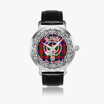 Wright Scottish Clan Tartan Crest Badge Silver Automatic Watch Size 46mm