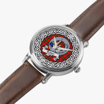 Butter Scottish Clan Tartan Crest Badge Silver Automatic Watch Size 46mm