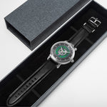 Clan Kennedy Crest & Tartan Knot Sterling Silver Unisex Automatic Watch (Silver) Size 46mm