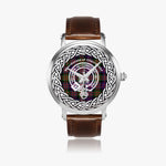 MacDonald of Clanranald Scottish Clan Tartan Crest Badge Silver Automatic Watch Size 46mm