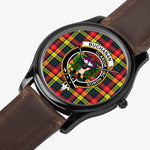Scottish Buchanan Modern 2 Watch Tartan Crest Leather Strap Classic Plaid Watch