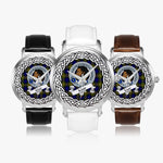 Muir Scottish Clan Tartan Crest Badge Silver Automatic Watch Size 46mm